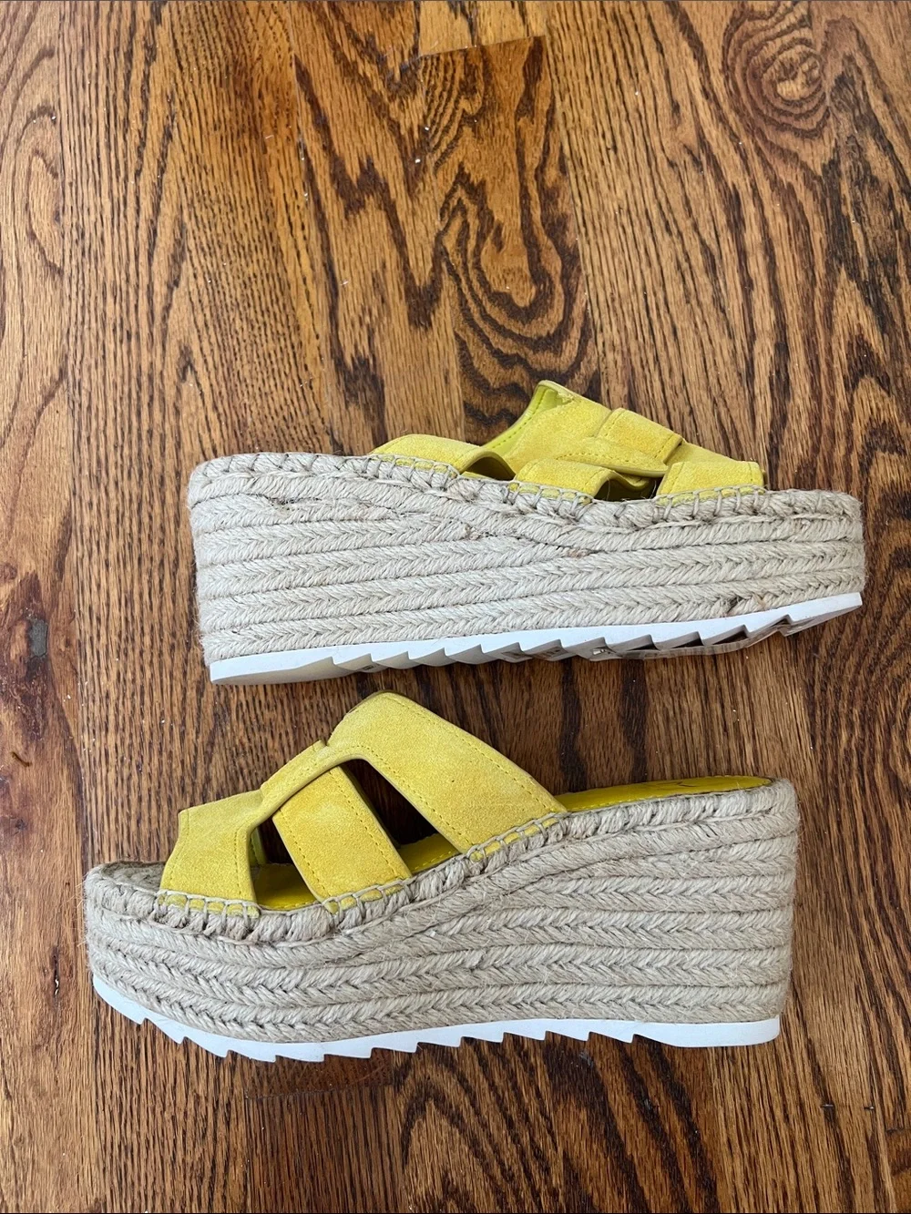 Marc Fisher Bright Yellow Espadrille Platform Slides-NWT